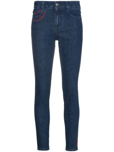 Stella Mccartney All Is Love Embroidered Skinny Jeans In Blue