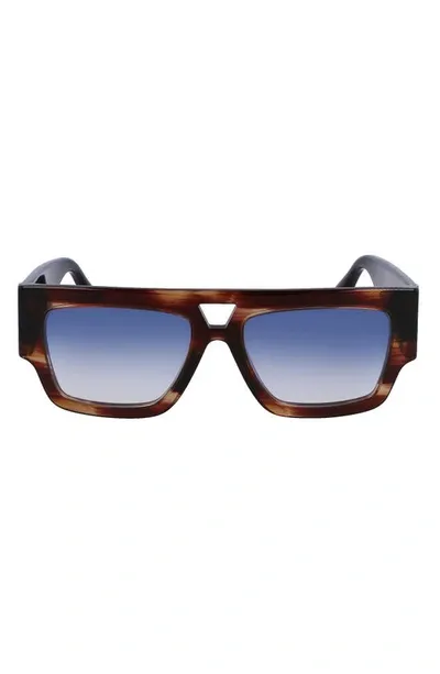 Victoria Beckham 55mm Square Sunglasses In Dark Brown Horn