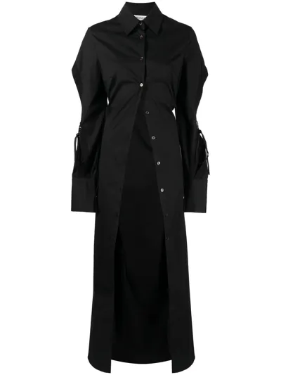 Monse Laced Cutout Cotton Blend Long Shirt In Black