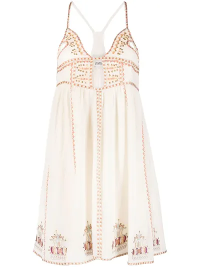 Isabel Marant Bretty Embroidered Crepe Dress In Ecru