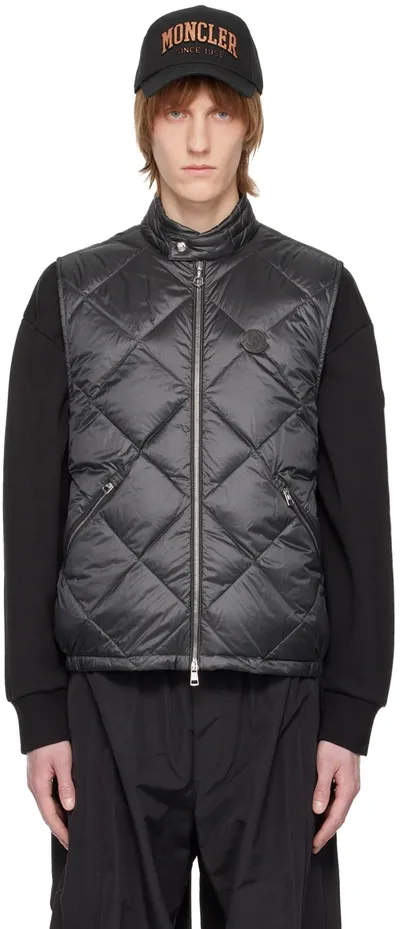 Moncler Neste Diamond-quilted Down Gilet In Dark Grey