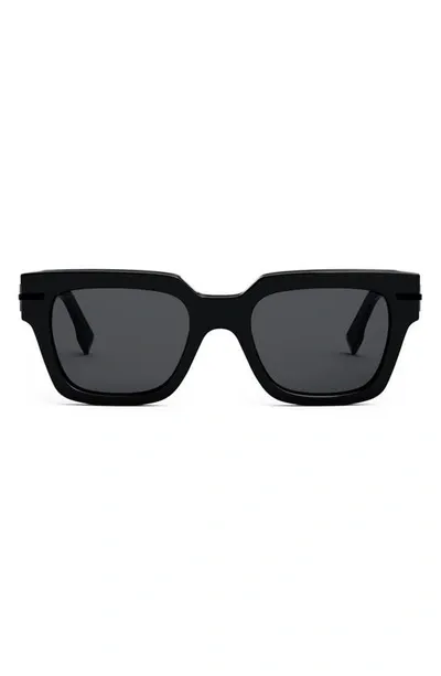 Fendi Graphy 51mm Rectangular Sunglasses In Shiny Black