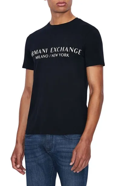 Armani Exchange Regular Fit T-shirt With Logo In Navy Blue