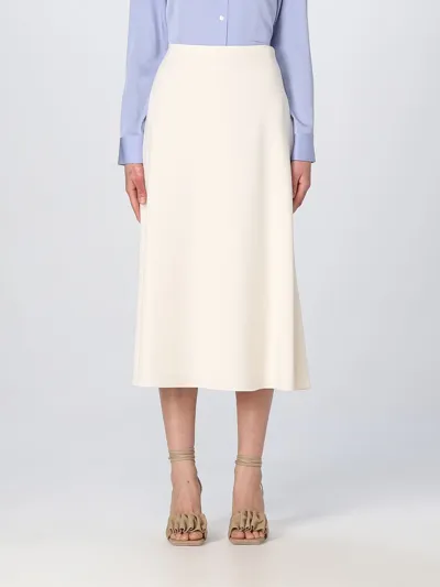 Theory Viscose Midi Skirt In Ivory