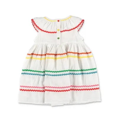 Stella Mccartney White Cotton Muslin Baby Girl  Dress