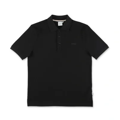 Hugo Boss Teen Boys Black Cotton Logo Polo Shirt