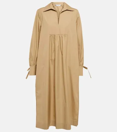 Max Mara Nupar Cotton Poplin Shirt Dress In Camel