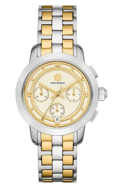 Tory Burch The Tory Two-tone Chronograph Bracelet Watch, 37mm