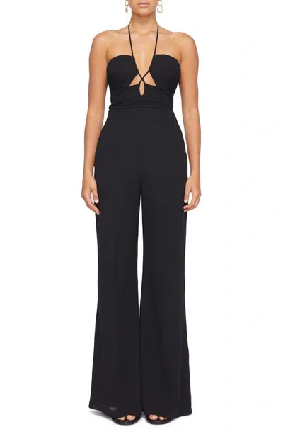 Simkhai Gala Plunge Neck Wide Leg Jumpsuit In Black