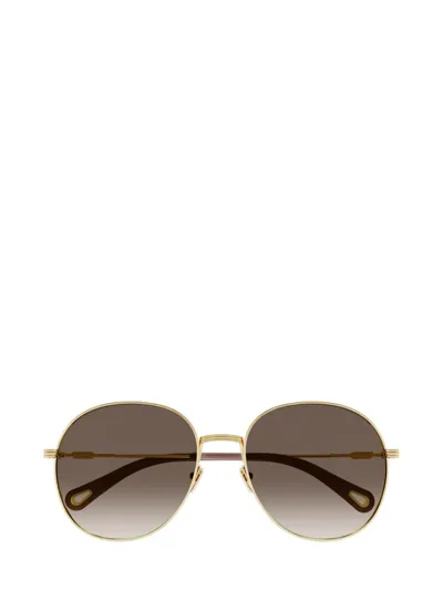 Chloé Eyewear Round Frame Sunglasses In Gold