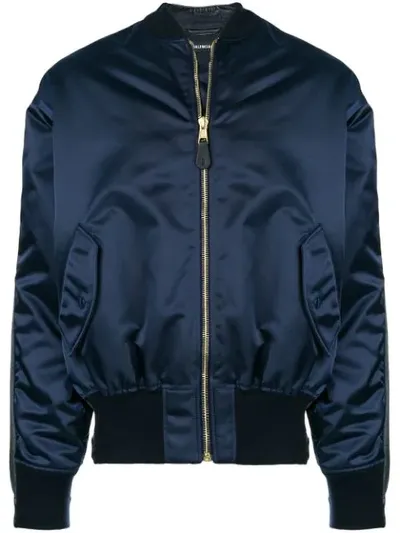 Balenciaga Appliquéd Shell Bomber Jacket In Navy