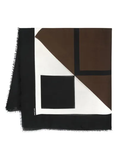 Saint Laurent Geometric-print Scarf In 2560 Brown Black