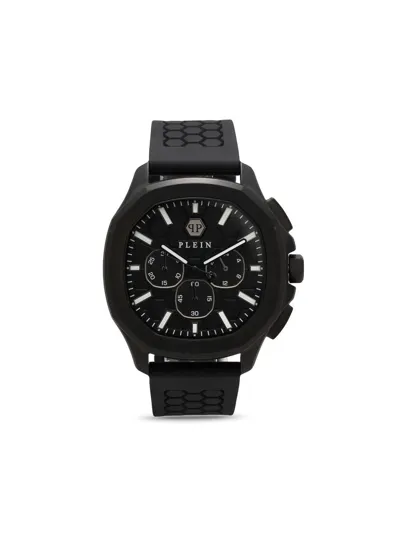 Philipp Plein Men's Chronograph Spectre Black Silicone Strap Watch 44mm In Ip Black