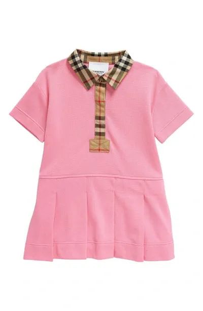 Burberry Kids' Little Girl's & Girl's Sigrid Check Polo Shirtdress In Bubblegum