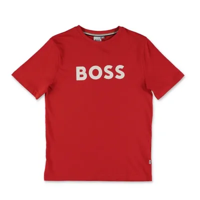 Hugo Boss Kids' Boys Red Cotton Logo T-shirt