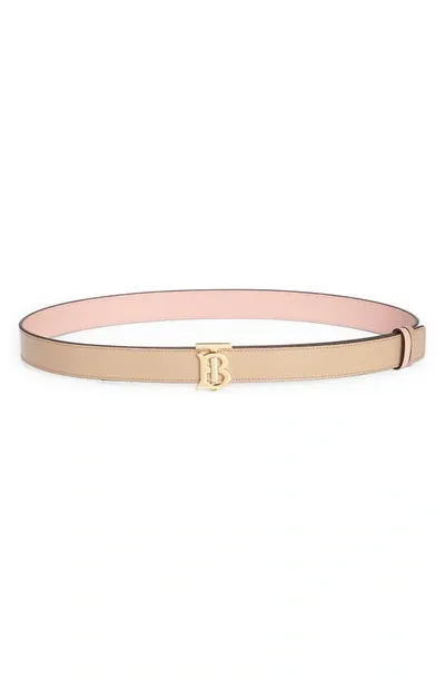 Burberry Tb 30 Reversible Leather Belt In Pink