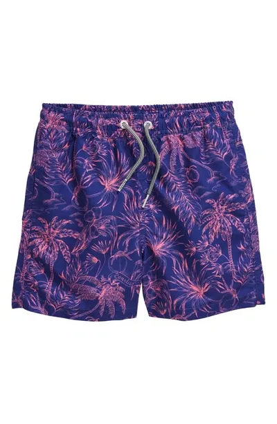 Boardies Kids' Palm Tree Print Swim Trunks In Purple