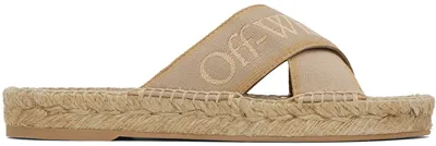 Off-white 20mm Criss Cross Espadrille Slides In Beige