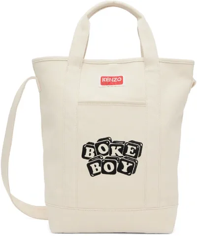 Kenzo Off-white  Paris Boke Boy Tote In Ecru