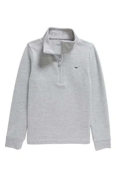 Vineyard Vines Boys' Saltwater Stripe Quarter Zip Mock Neck Sweatshirt - Little Kid, Big Kid In Granite