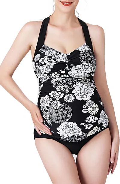 Kimi And Kai Chana Floral Print Two-piece Maternity Swimsuit In Multicolored