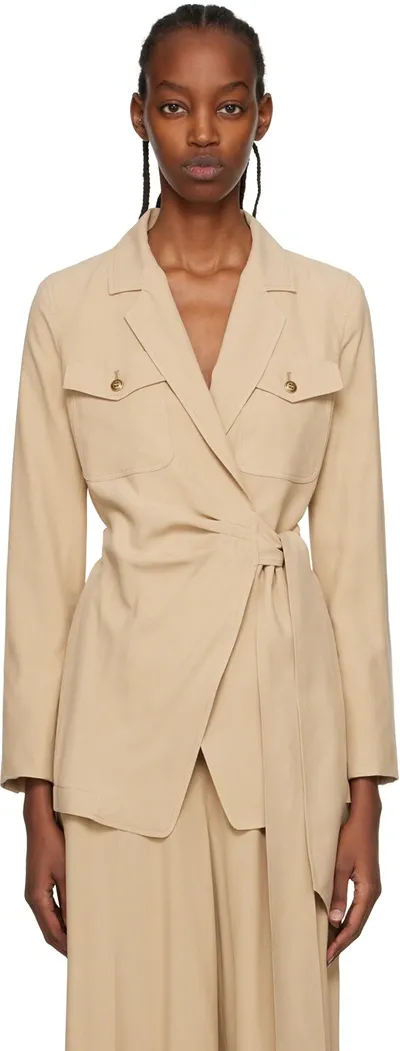 Max Mara Blazer Aus Seide In Tan