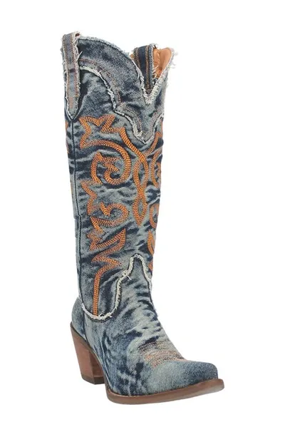 Dingo Texas Tornado Knee High Western Boot In Blue