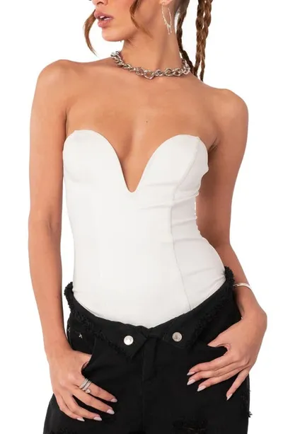 Edikted Fairy Strapless Corset Bodysuit In White