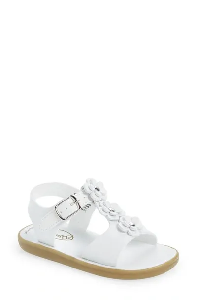 Footmates Kids' Jasmine Metallic Flower Waterproof Sandal In White Micro