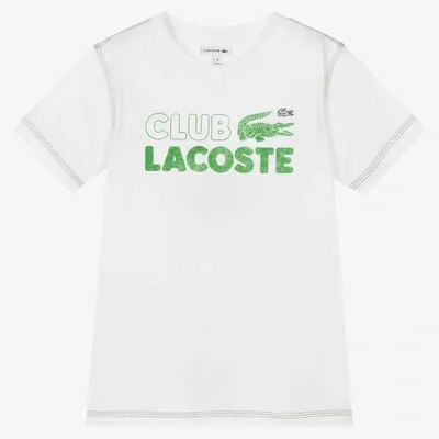 Lacoste Teen Boys White Cotton Logo T-shirt