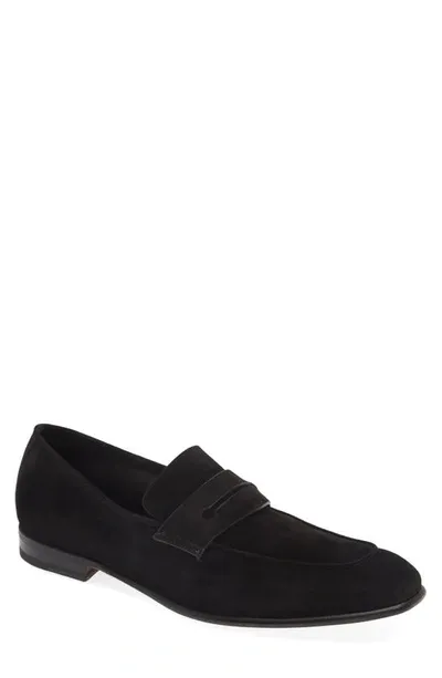 Zegna Black Suede L'asola Loafers