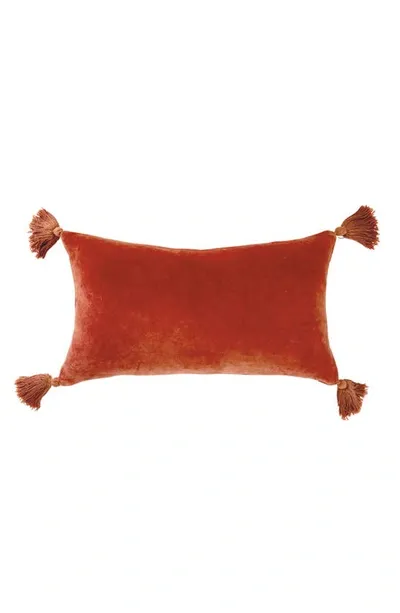 Peri Home Velvet Tassel Accent Pillow In Rust