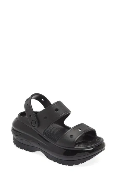 Crocs Classic Mega Crush Water Resistant Platform Sandal In Black