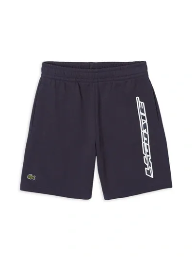 Lacoste Kids' Boys Blue Cotton Logo Shorts In Blue Night