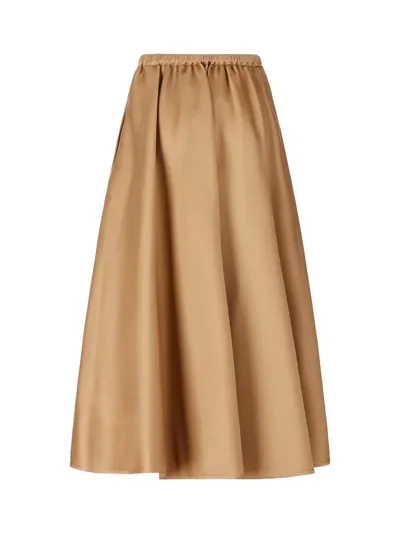 Valentino Elastic Waist Midi Skirt In Sand