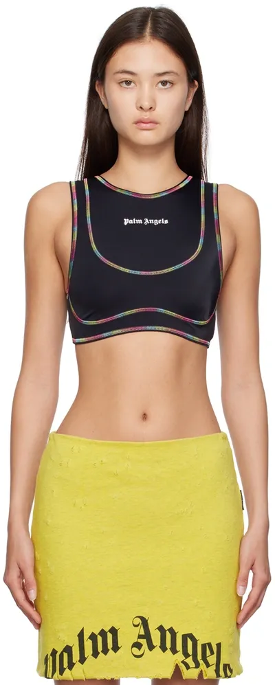 Palm Angels Rainbow Miami Training Top In Black White