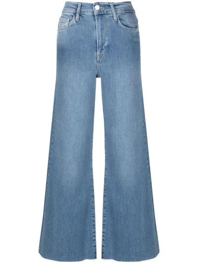 Frame Le Palazzo Crop High-waisted Jeans In Happy Indigo