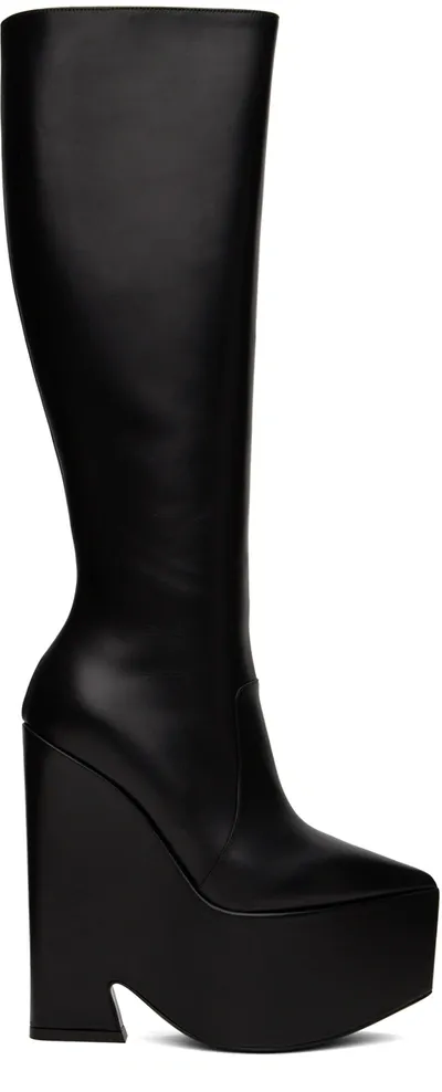 Versace Black Tempest Platform Tall Boots