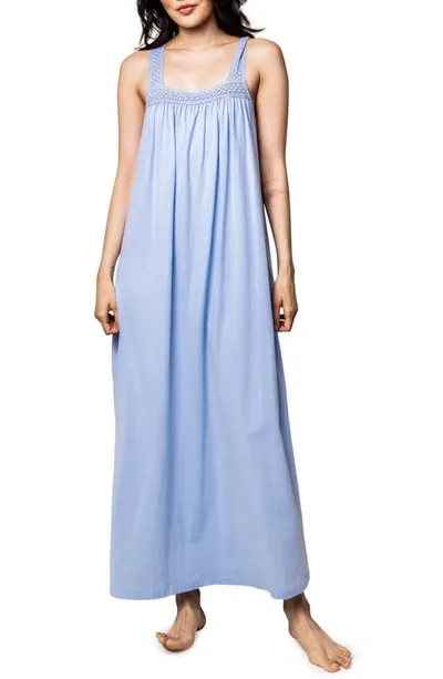 Petite Plume Camille Luxe Pima Cotton Nightgown In Blue