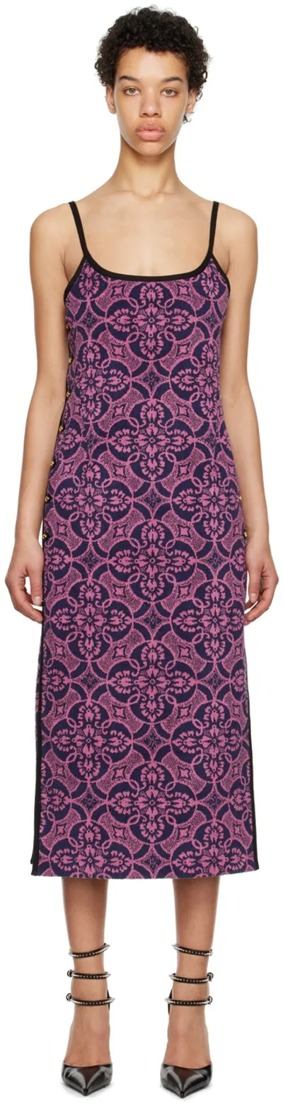 Marine Serre Jacquard-kleid In Pink