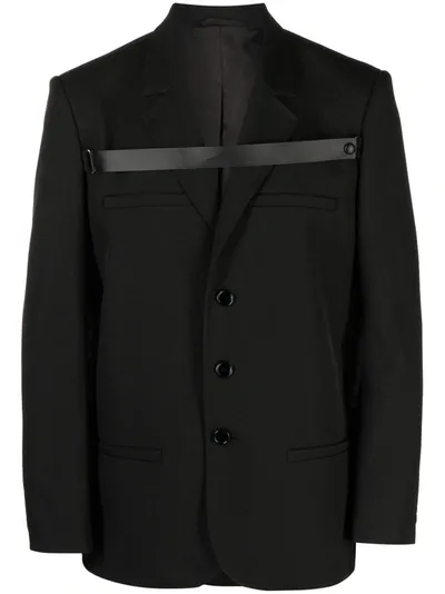 Courrèges Chest-strap Button-up Blazer In Black