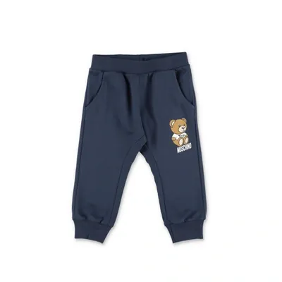 Moschino Pantaloni Blu In Felpa Di Cotone Baby Boy