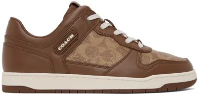 Coach C201 Sneaker In Signature Canvas In Brown