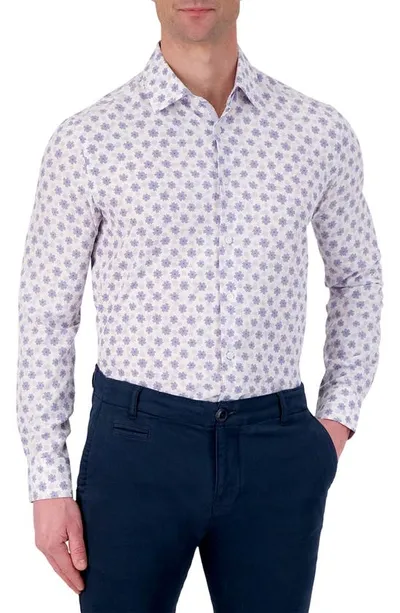 Report Collection Slim Fit Floral Performance Dress Shirt In Lavender