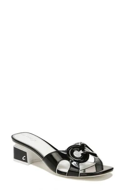 Circus Ny Nia Block Heel Sandal In Black/white Patent