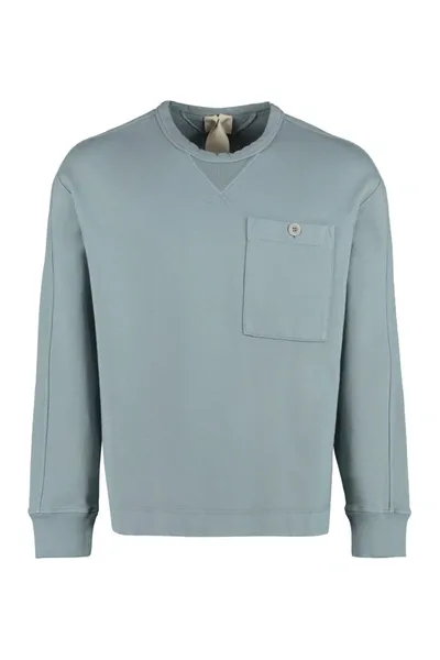 Ten C Cotton Crew-neck Sweatshirt In Blue