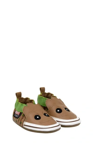 Robeez Kids' X Marvel Groot Crib Shoe In Tan