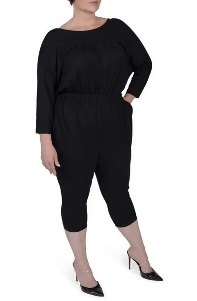 Mayes Nyc Alex Jersey Crop Jumpsuit In Black