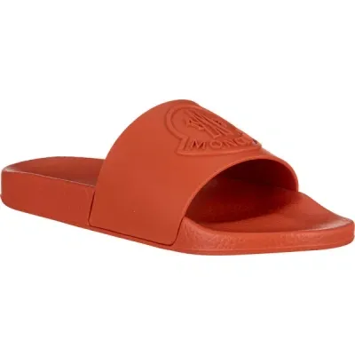 Moncler Jeanne Logo Embossed Slides In Orange