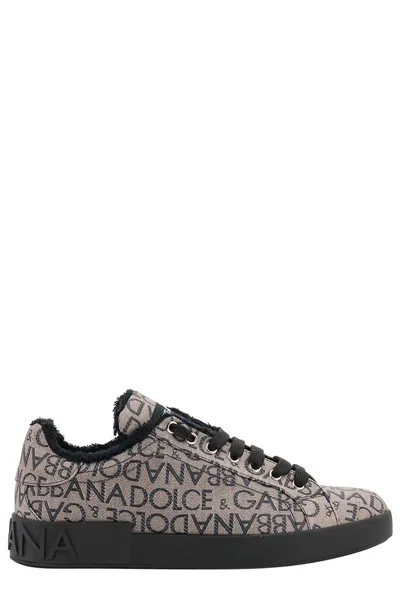 Dolce & Gabbana Logo-jacquard Canvas Trainers In Black